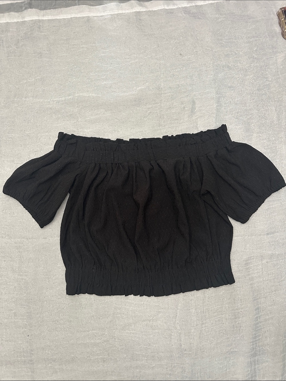 LOFT Black Off-Shoulder Smocked Women's Top